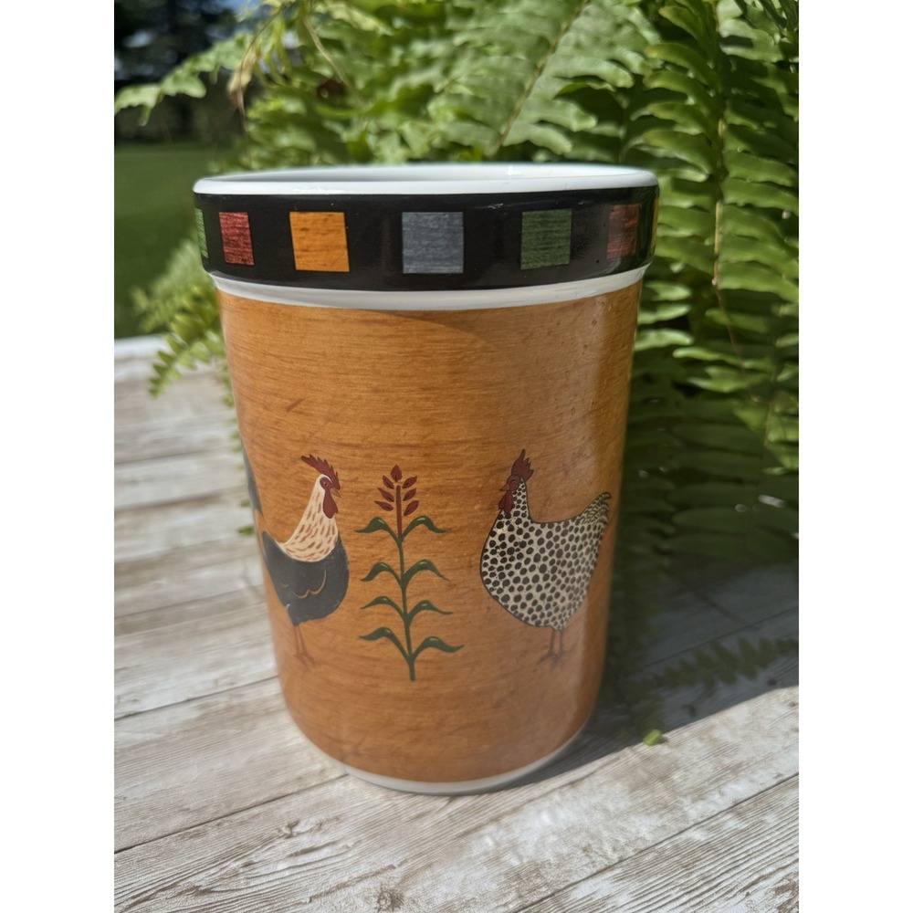 Warren Kimball Country Quartet By Sakura Rooster Chicken Utensil Holder 7" X 5"